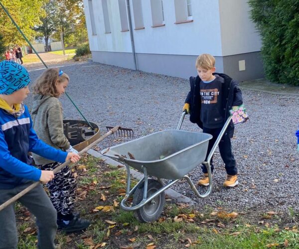 Aufräumung unseres Schulgartens vor dem Einbruch des Herbstes